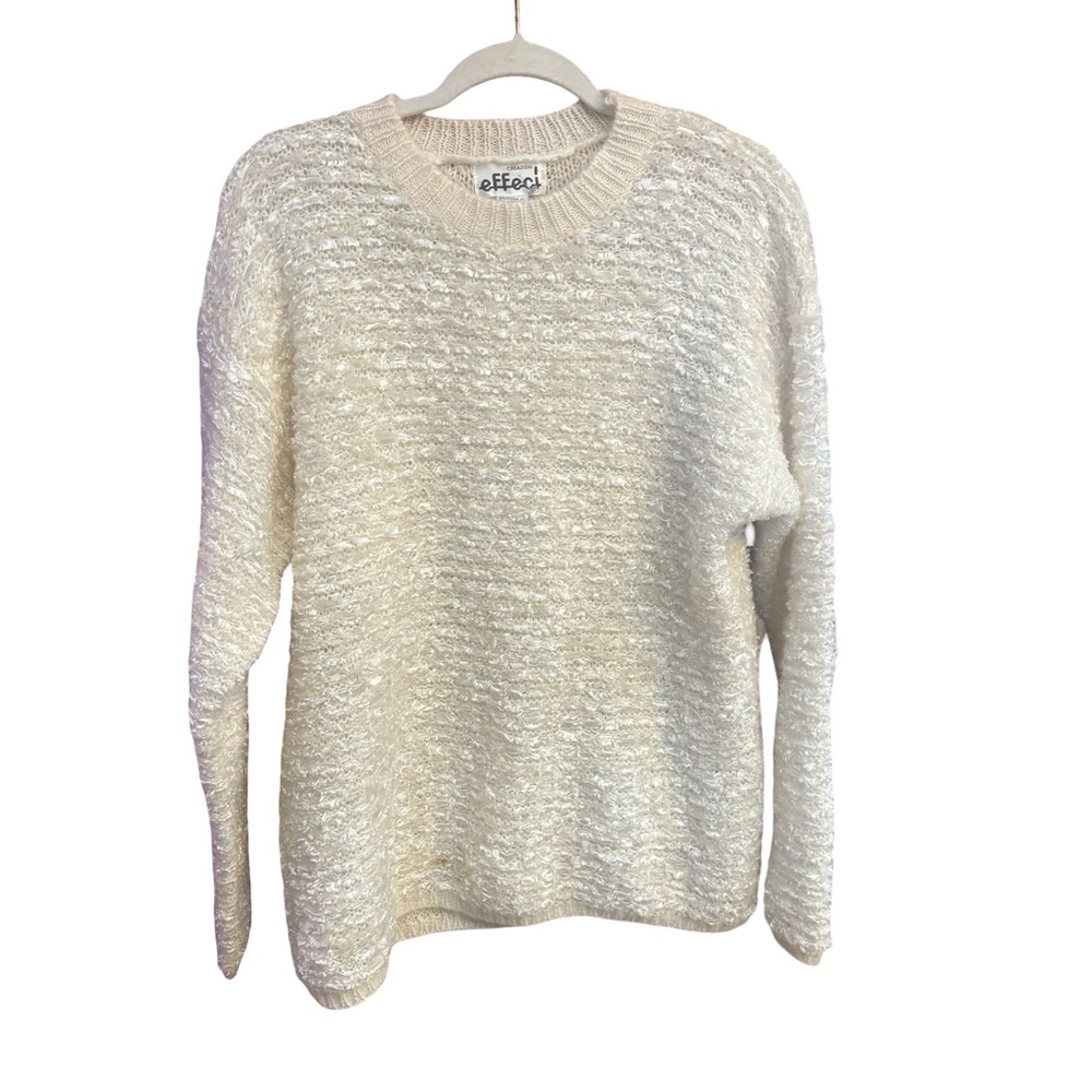 Vintage 80s Mohair Quiet Luxury Classic Textured Cream Sweater large